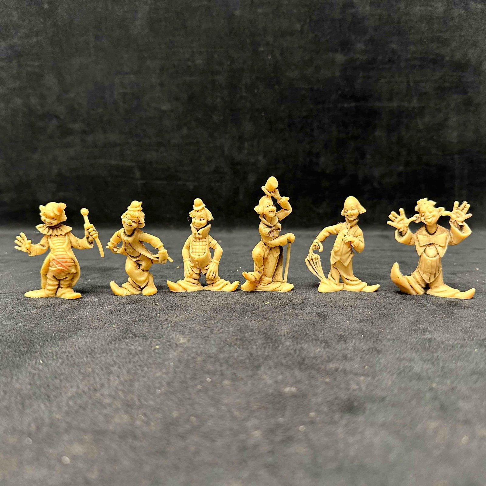 Set of Six Plastic Resin Clown Figurines Hong Kong (1 of 7)