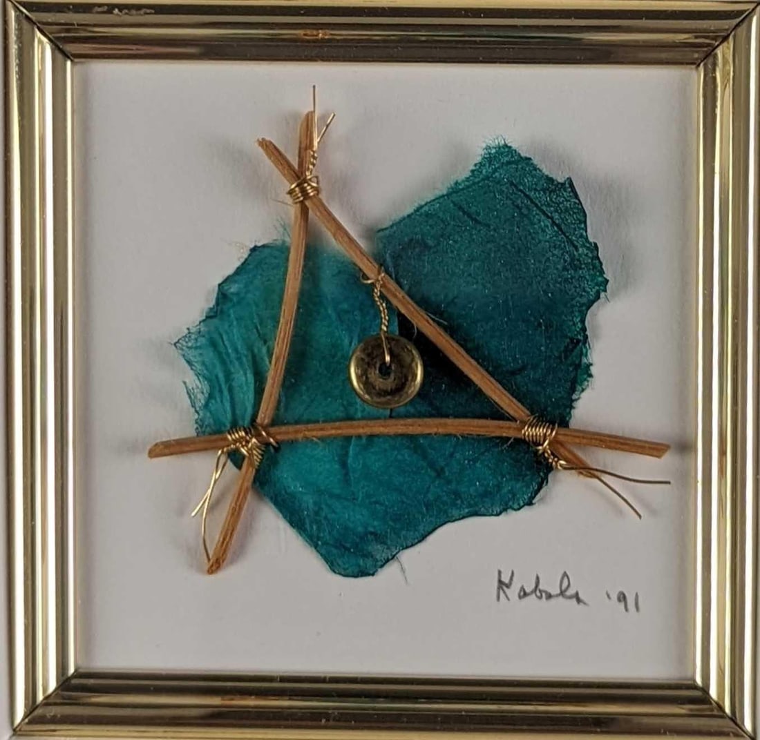 Cheryl Kabala Framed Rice Paper Sculptural Art: Cheryl uses the sculptural technique of assemblage to compose a unified whole group of unrelated and often fragmentary objects. Handmade rice paper is painted then manipulated into desired shapes. Gem