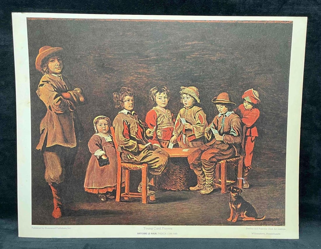 Young Card Players Print By French Artist Antoine Le Nain (1588-1648) By Shorewood Publishers Inc.: This lot contains a Young Card Players Print By French Artist Antoine Le Nain (1588-1648) Published By Shorewood Publishers, Inc. Sterling and Francine Clark Art Institute Williamstown,
