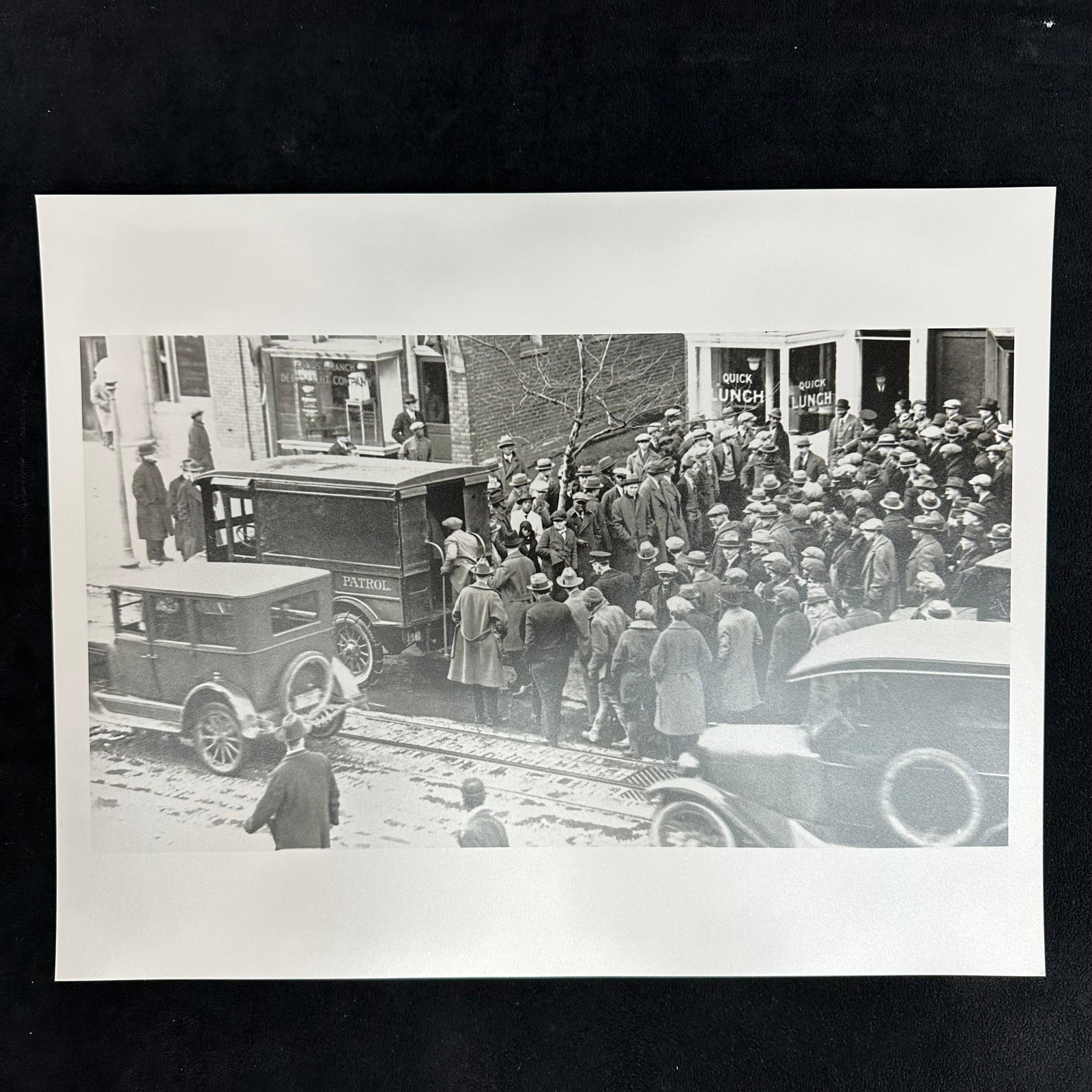 Black and White Analog Photograph Print Police Patrol Crowd Scene Early 20th Century (1 of 7)