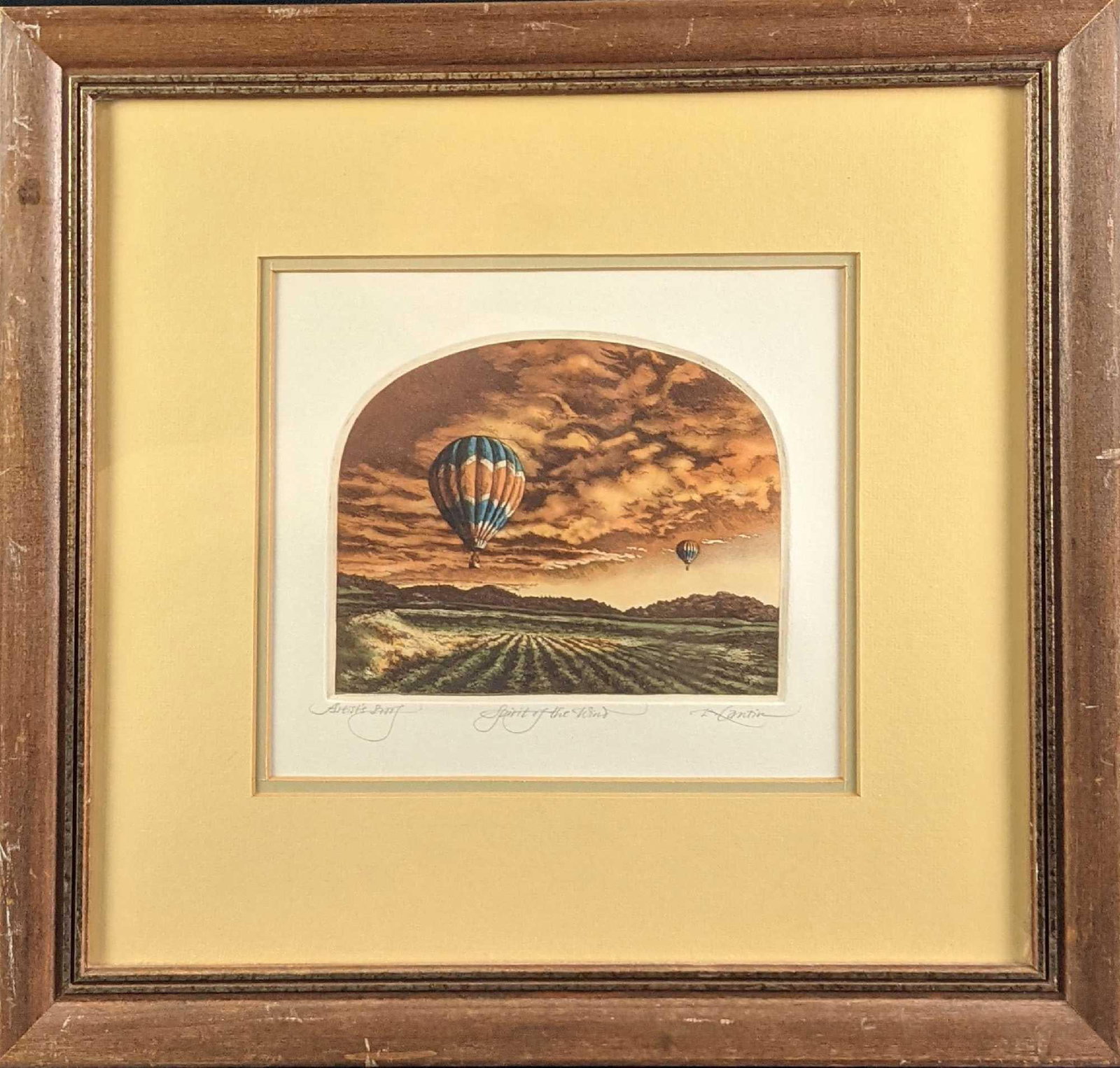 Framed Kathleen Cantin Spirit Of The Wind Artist Proof: Framed Kathleen Cantin Spirit Of The Wind Artist Proof. The framed print is approx 17" x 1" x 16 1/2" and it weighs 3.43. The print is approx 9" x 8". The framed print is in a good, used condition wit