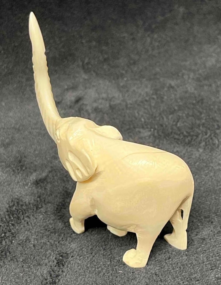 Small Hand Carved Bone Elephant - 7