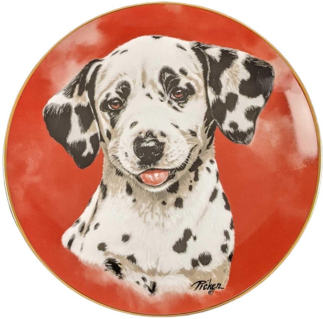 Linda Picken Princeton Gallery Dalmatian Plate: Dalmatian Commemorative Plate by Linda Picken, manufactured by Princton Gallery, crafted in Japan in 1992. This is a limited edition piece and is made from fine porcelain. This plate depicts a highly 