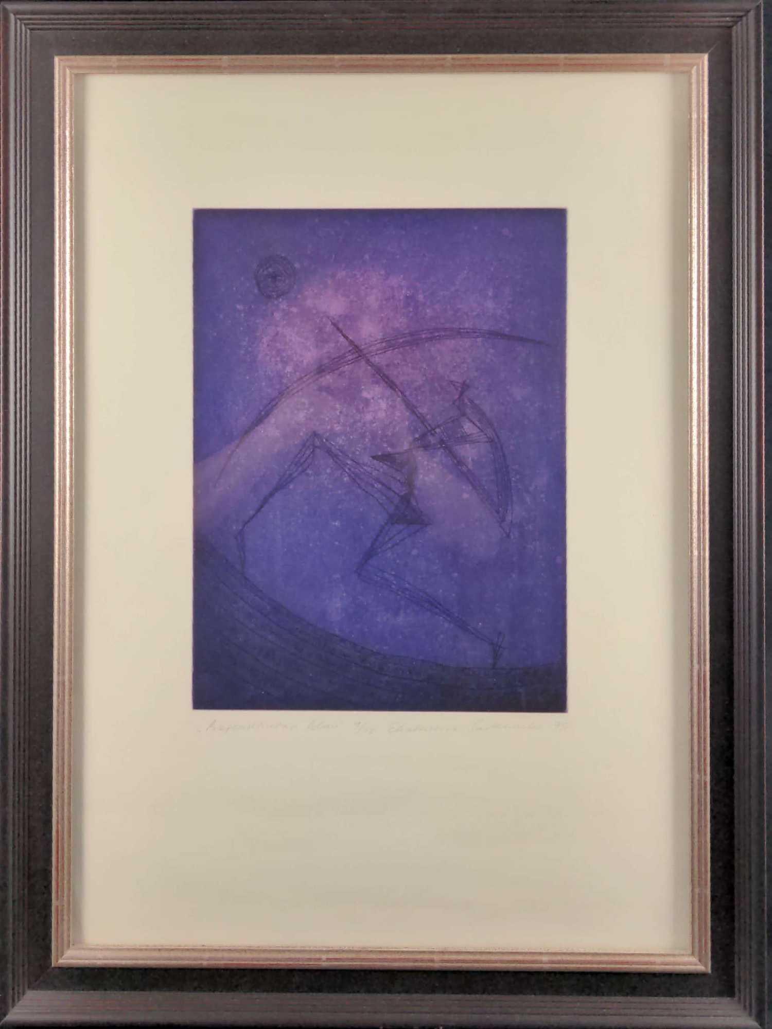 Ekatherina Savtchenko Framed LE Archer Print X1: Ekatherina Savtchenko Framed "Archer" Print. The print is limited edition (#9 out of #10). The framed print is approx 23" x 1" x 31". The print is approx 11" x 15. Artist