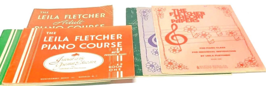 Lot of 6 Assorted Leila Fletcher Piano Course Booklets: Lot of 6 Assorted Lelia Fletcher Piano Course Paperback Booklets. Lot Includes: (1) The Fletcher Theory Papers - Book 1 - 12" x 9" x 1/8" (2) The Fletcher Theory Papers - Book 2
