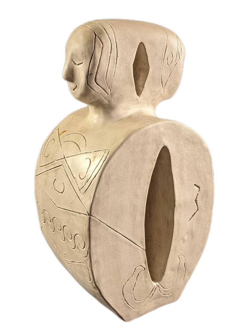 Medium Sarah O'Neill Ceramic Two Faced Statue - 2