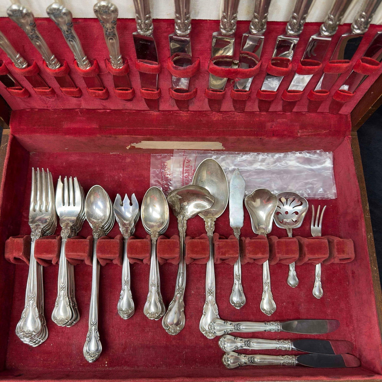 Gorham Chantilly Flatware Sterling Silver Silverware 70 Pieces - 20