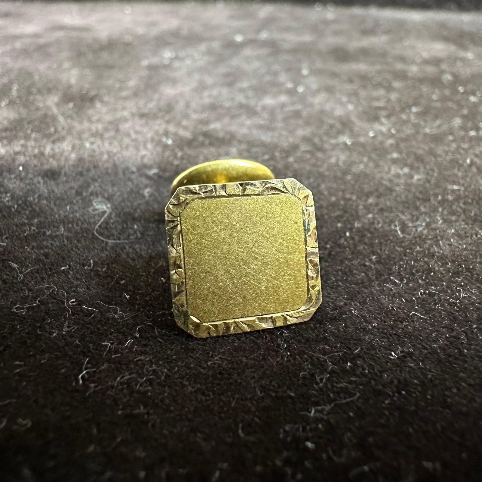 14K Gold Square Textured Border Cufflink - 3