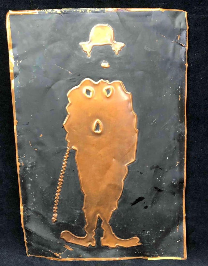 Tin Abstract Engraving Embossed With Copper - 5