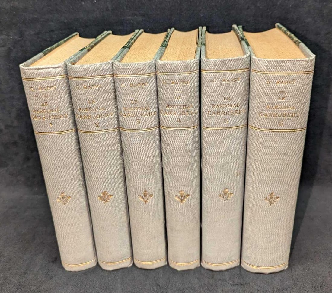 6 Volumes Marechal Canrobert Souvenirs D'un Siecle: 6 Volumes Marechal Canrobert Souvenirs D'un Siecle. By Germain Bapst and was published by Librairie Plon (Paris) in 1899. Each book is approx 5 3/4" x 1 1/2" x 8 3/4" and it weighs 11.90lbs. The