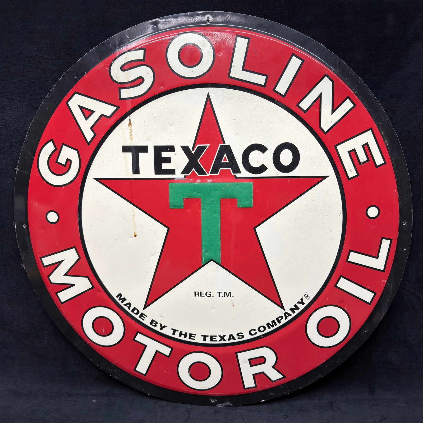 Texaco Gasoline Motor Oil Metal Tin Style Advertising Sign (1 of 4)