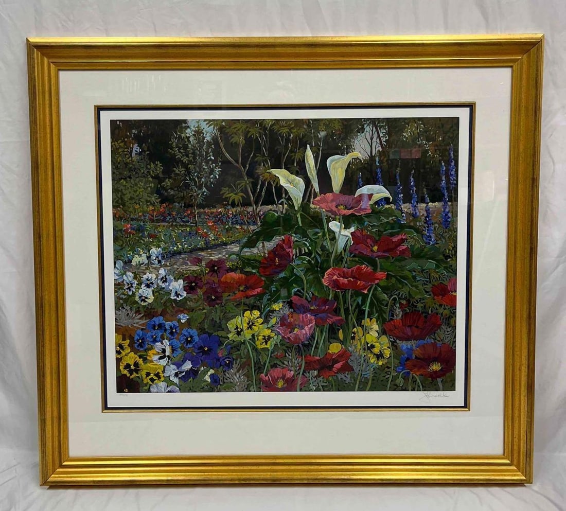 John Powell "Paradise Park" Limited Edition Signed & Numbered Serigraph: This lot contains a John Powell "Paradise Park" Limited Edition Signed & Numbered Serigraph. The frame is approx 39 1/4" x 43 3/4" while the print itself is approx 26