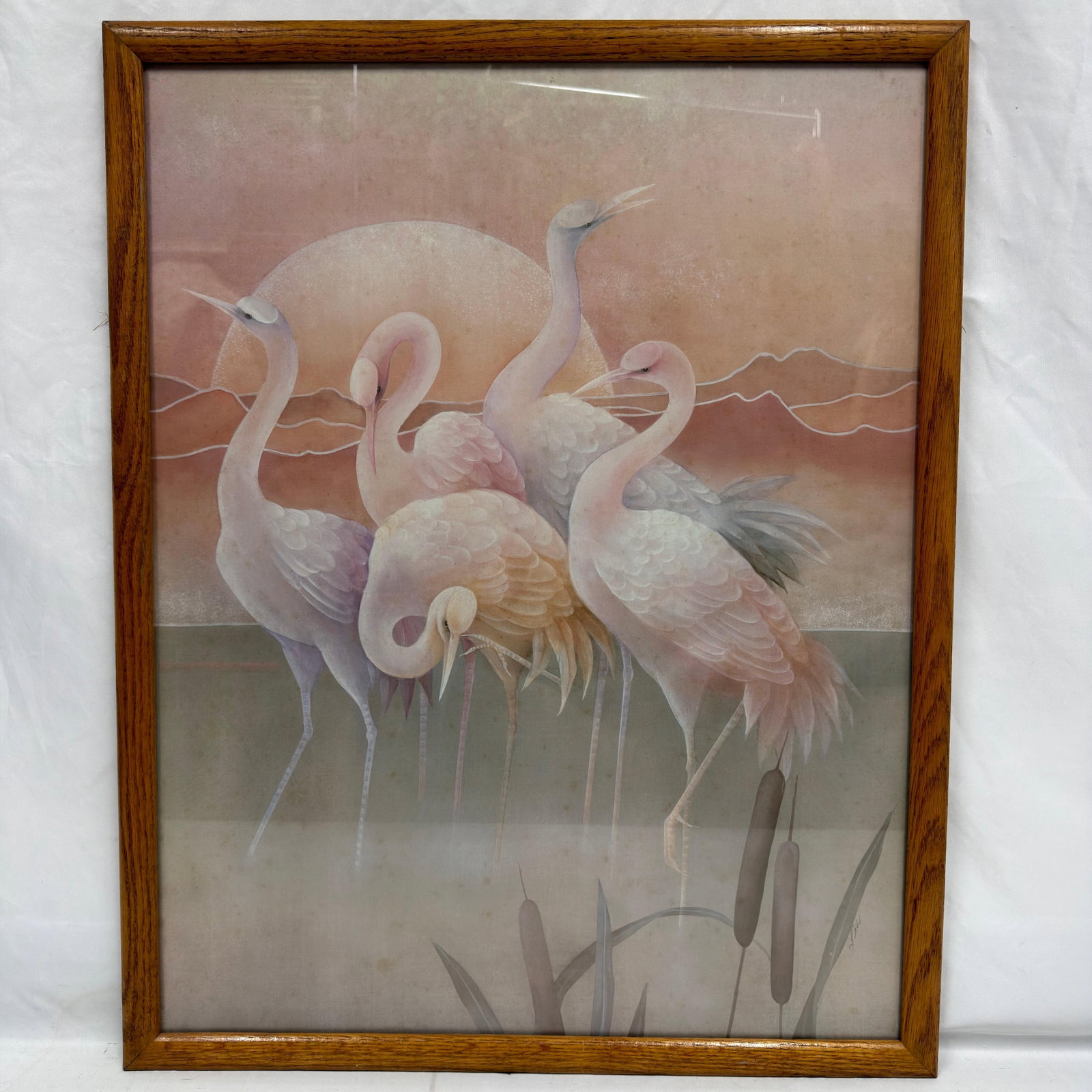Framed Flamingo Decorative Print Pink Coastal Bird Scene (1 of 3)