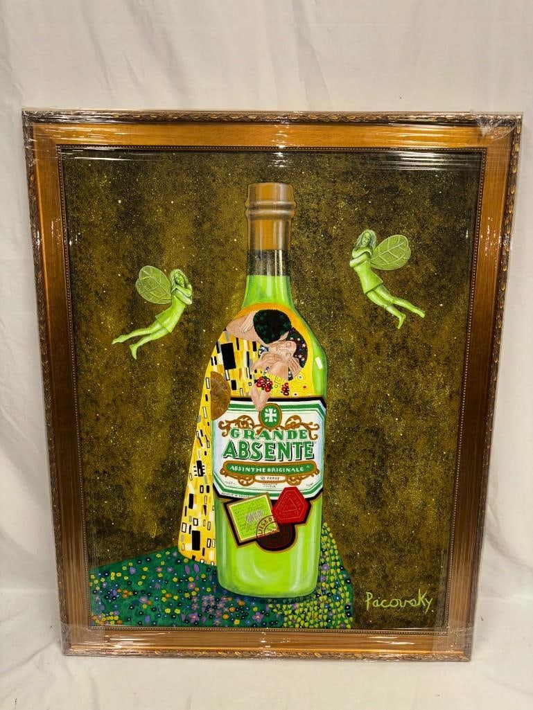 Signed Pacovsky Original Acrylic on Canvas Absente Gustav Klimt Inspired Art (1 of 2)