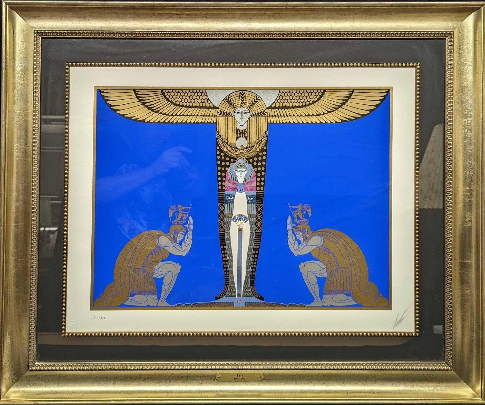 Framed S&N Erte "Cleopatra" Serigraph Print: Framed S&N Erte "Cleopatra" Serigraph Print. This framed print is approx 34 3/8" x 2" x 28 1/2" and it weighs 13.70lbs. The print/image is approx 25" x 20". This one is #179 out of #130. 