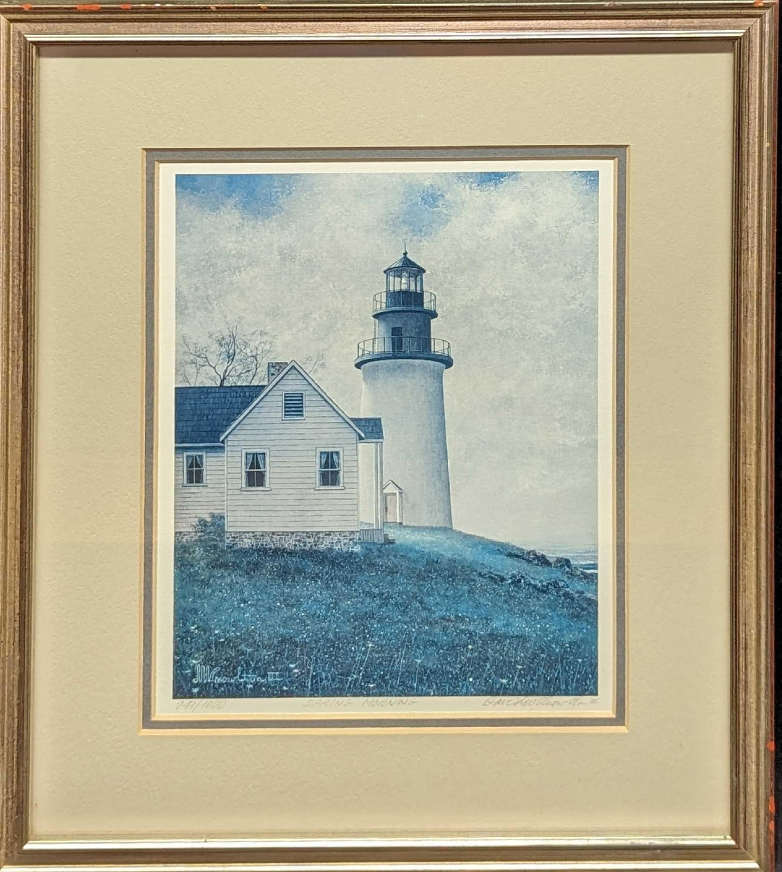 S&N Framed David Knowlton Spring Morning Print Lighthouse: S&N Framed David Knowlton Spring Morning Print Lighthouse. This one is #241 out of #1000. The framed print is approximately 10 7/8" x 1/2" x 12 1/2" and it weighs 1.50lb. The frame has some chips, and
