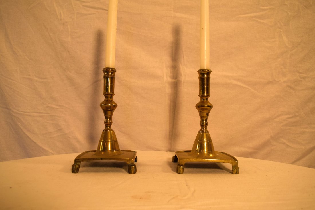 Brass Footed Candlesticks (1 of 2)