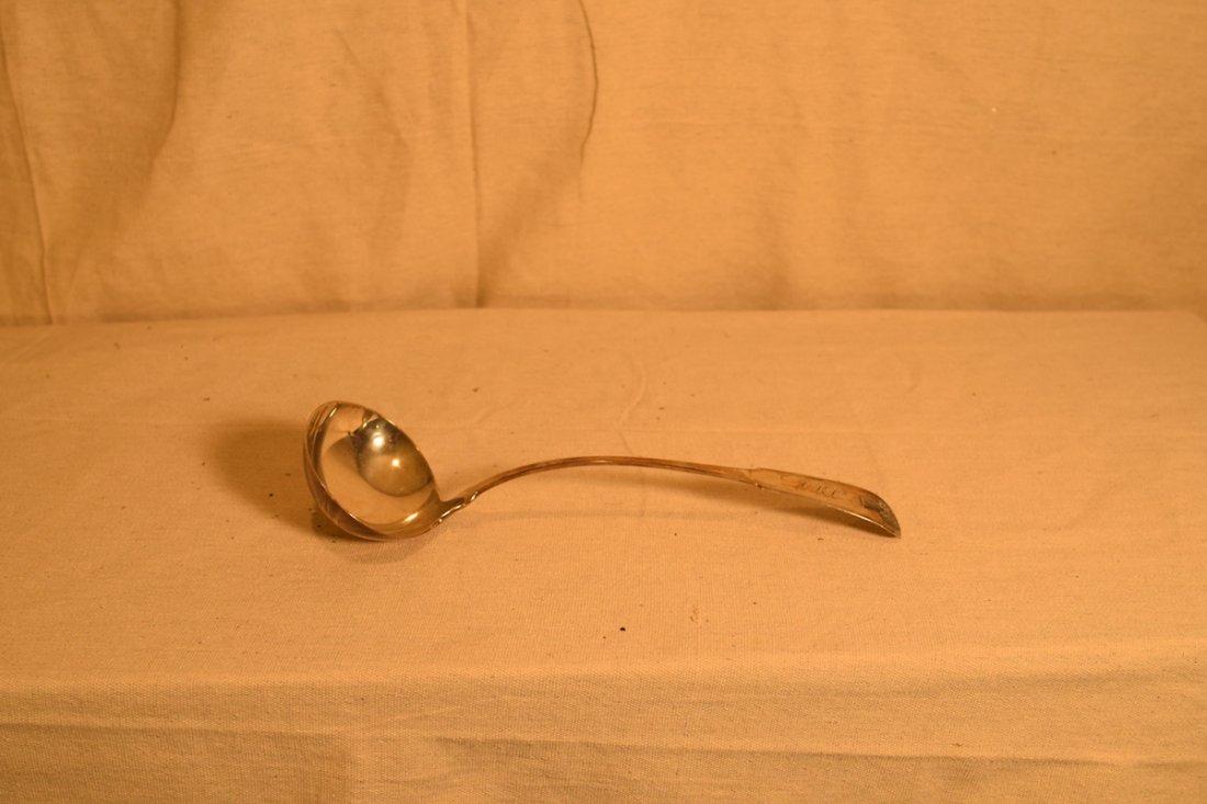 Coin Silver Ladle: Federal coin silver ladle with corn shock design, hallmarked Gale & Stickler.