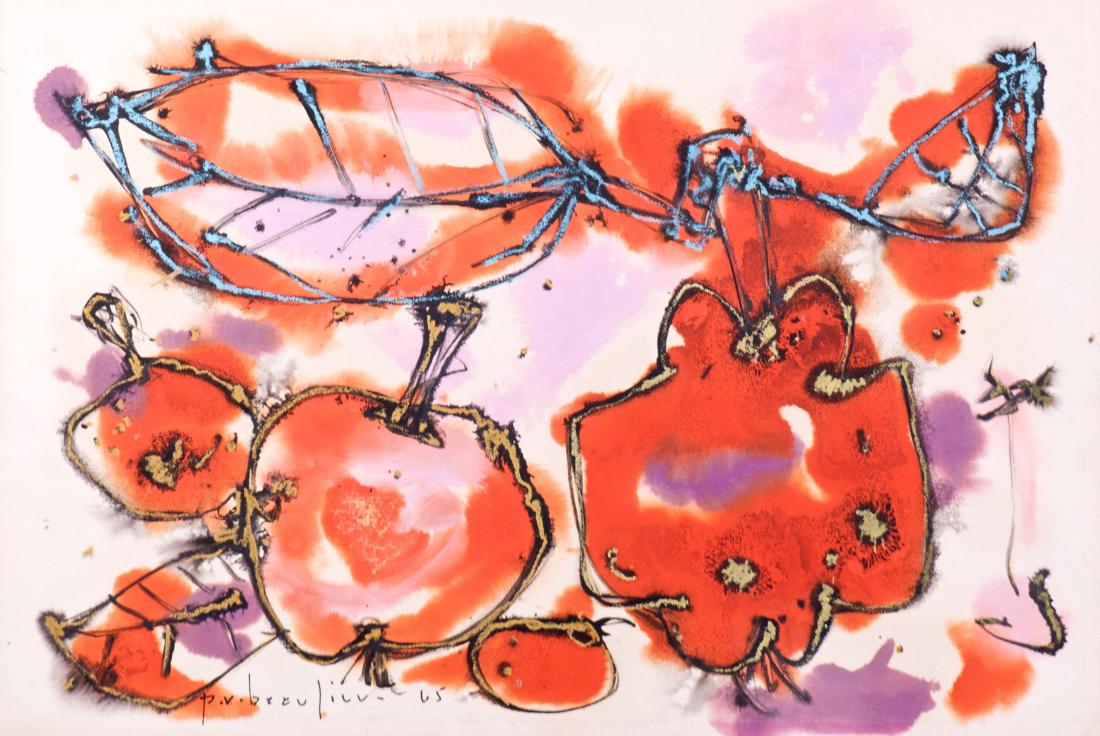 Beaulieu, Paul-Vanier (1910-1996) Nature morte aux: Aquarelle sur papier, signee et datee en bas a gauche P.V. Beaulieu 65 Watercolour on paper, signed and dated on lower left P.V. Beaulieu 65 14 1/2" x 21 1/2"; 36.83 x 54.61 cm