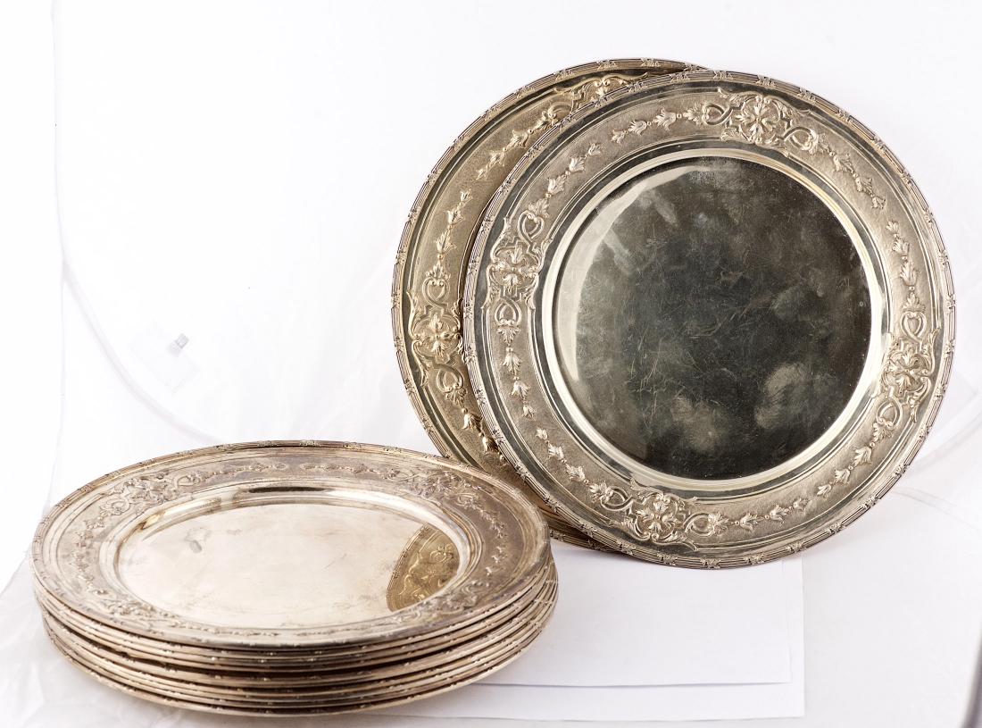 Cluney Inc. Silver Sterling gilt plates set twelve (1 of 5)