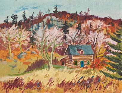Masson, Henri Leopold (1907-1996) Maison en rondins: Huile sur toile, signee en bas à gauche Henri Masson Oil on canvas, signed on lower left Henri Masson 18" x 24"; 35.56 x 60.96 cm