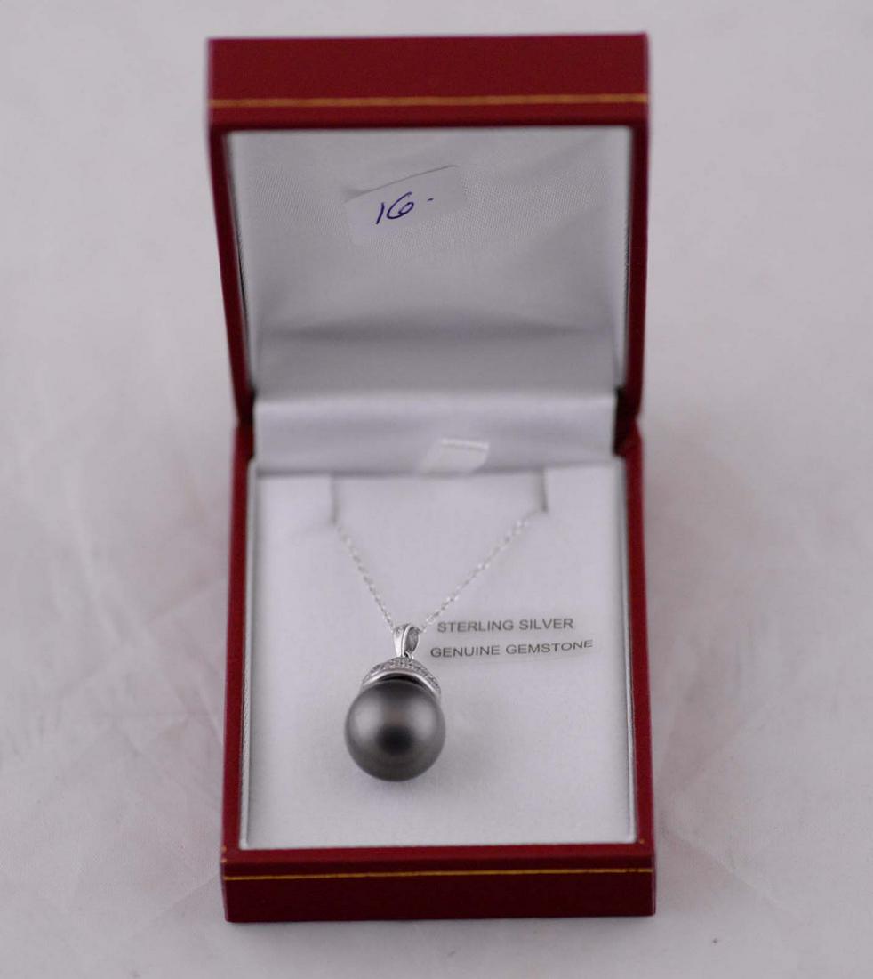 Sterling Silver genuine South Sea Pearl and Cubic (1 of 2)