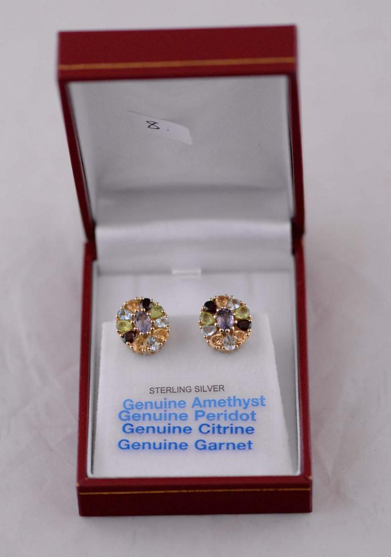 Sterling Silver Yellow Gold plated genuine Gemstone (1 of 2)