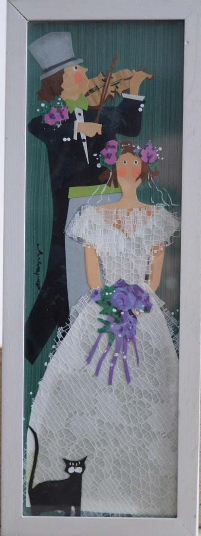 Castonguay, Claudette - Le mariage: Castonguay, Claudette (1949-) Le mariage Description (FR): Collage sur carton, signée à gauche Castonguay Description (EN): Collage on cardboard, signed on the left Castonguay Dimension (PO)