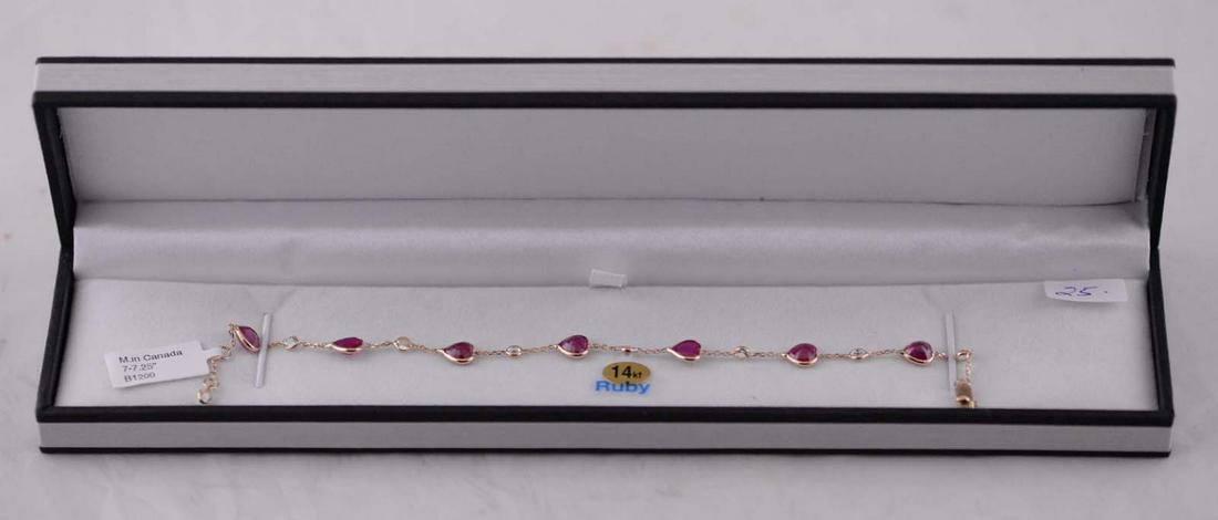 14kt. Yellow Gold 5.5mm Natural Ruby (7cts) & White (1 of 2)