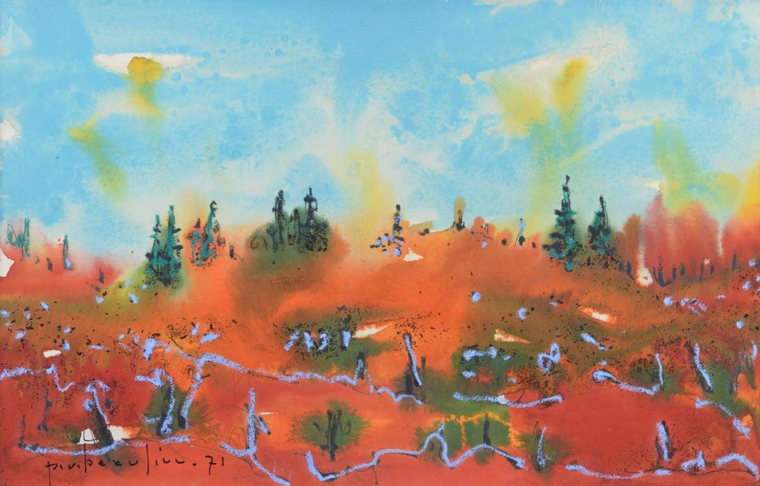 Beaulieu, Paul-Vanier - Paysage - 1971: Beaulieu, Paul-Vanier (1910-1996) Paysage (1971) Description (FR): Techniques mixtes sur papier, signée et datée en bas à gauche P.V. Beaulieu 71 Description (EN): Mixed media on paper, signed and