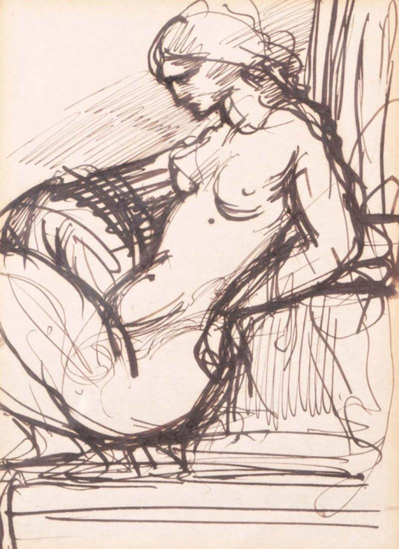 Sterner, Albert Edward - Study of a female nude: Sterner, Albert Edward (1863-1946) Study of a female nude Description: Ink on paper, unsigned Dimension (PO): 7’’ x 5 ¼’’ Dimension (CM): 17.78 x 13.33 cm Co