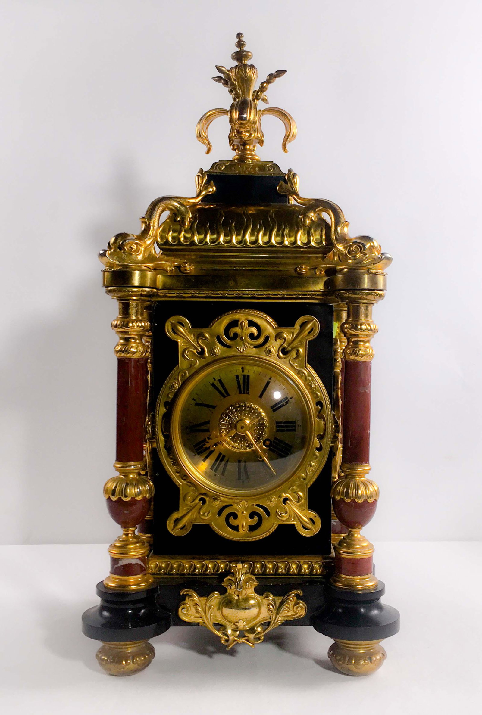 Antique bronze and marble clock - c.1860 (1 of 6)