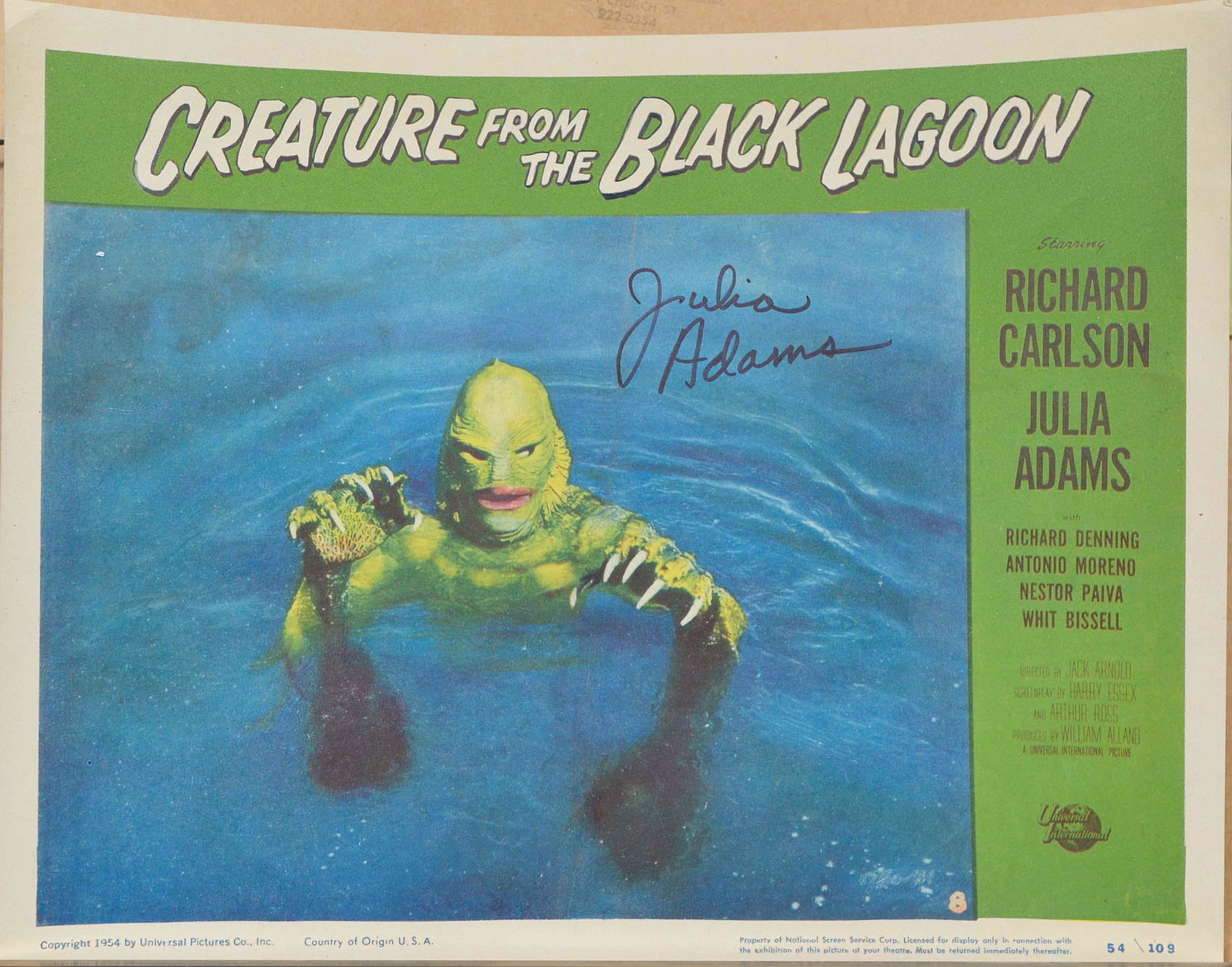 Creature From The Black Lagoon Movie Lobby Card 1954 Jan 26 21 Champagne Auctions In Canada Creature From The Black Lagoon Movie Lobby Card 1954 Jan 26 21 Champagne Auctions In Canada