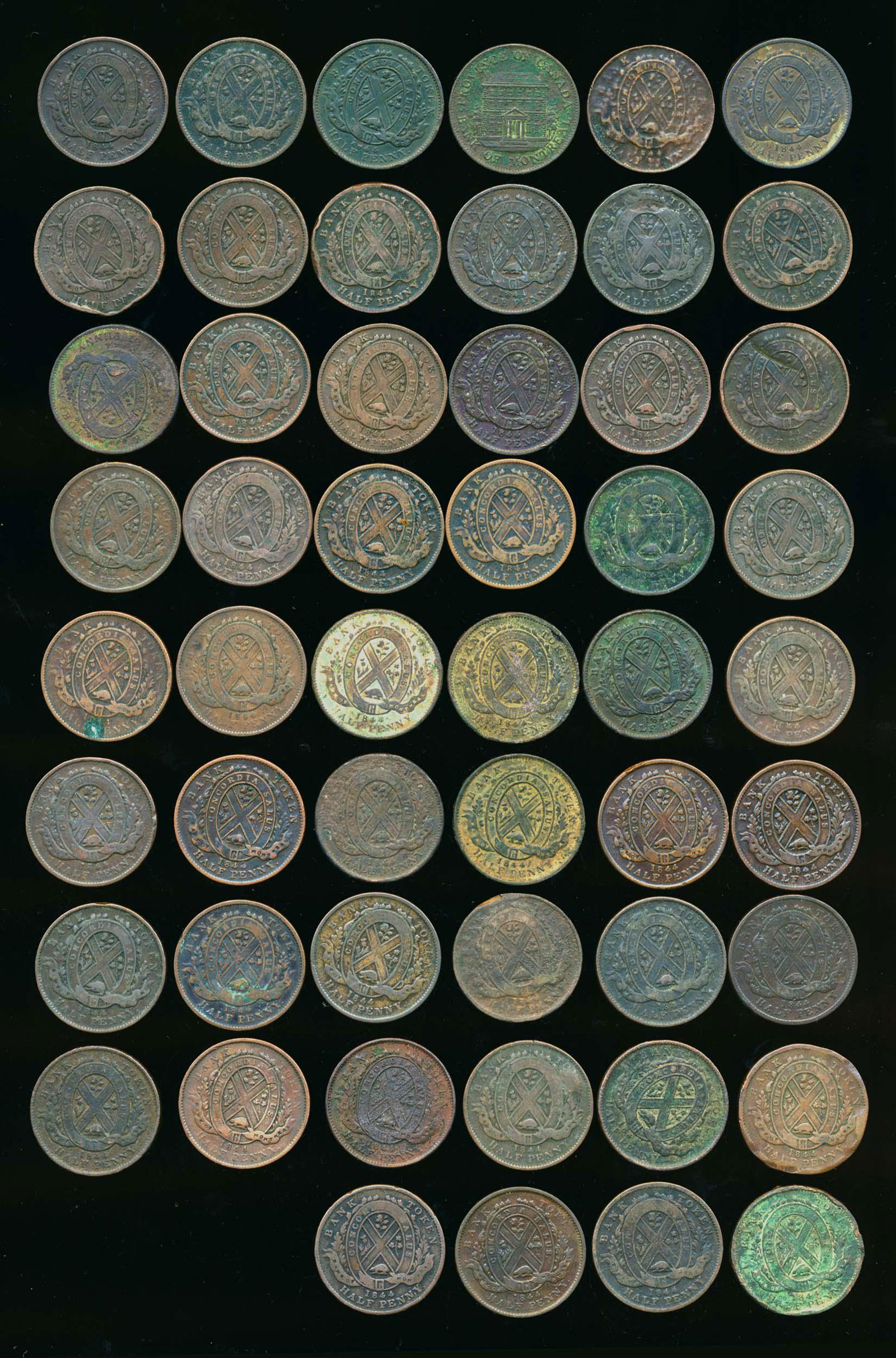 Bank of Montreal 1844 Half Penny PC-1B A lot of 52 (1 of 2)
