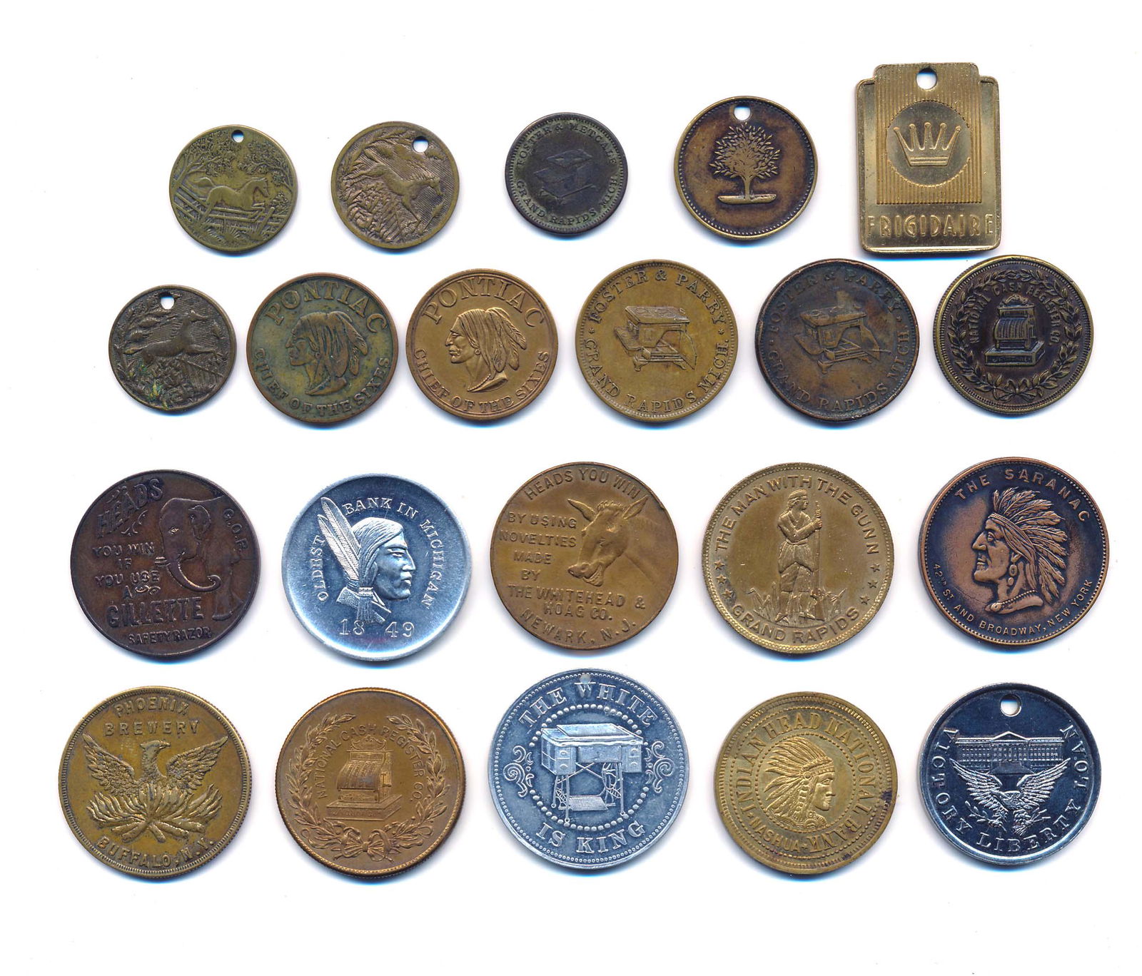 US MERCHANT TOKEN 1880-1947 A Lot of 21 Advertising (1 of 2)