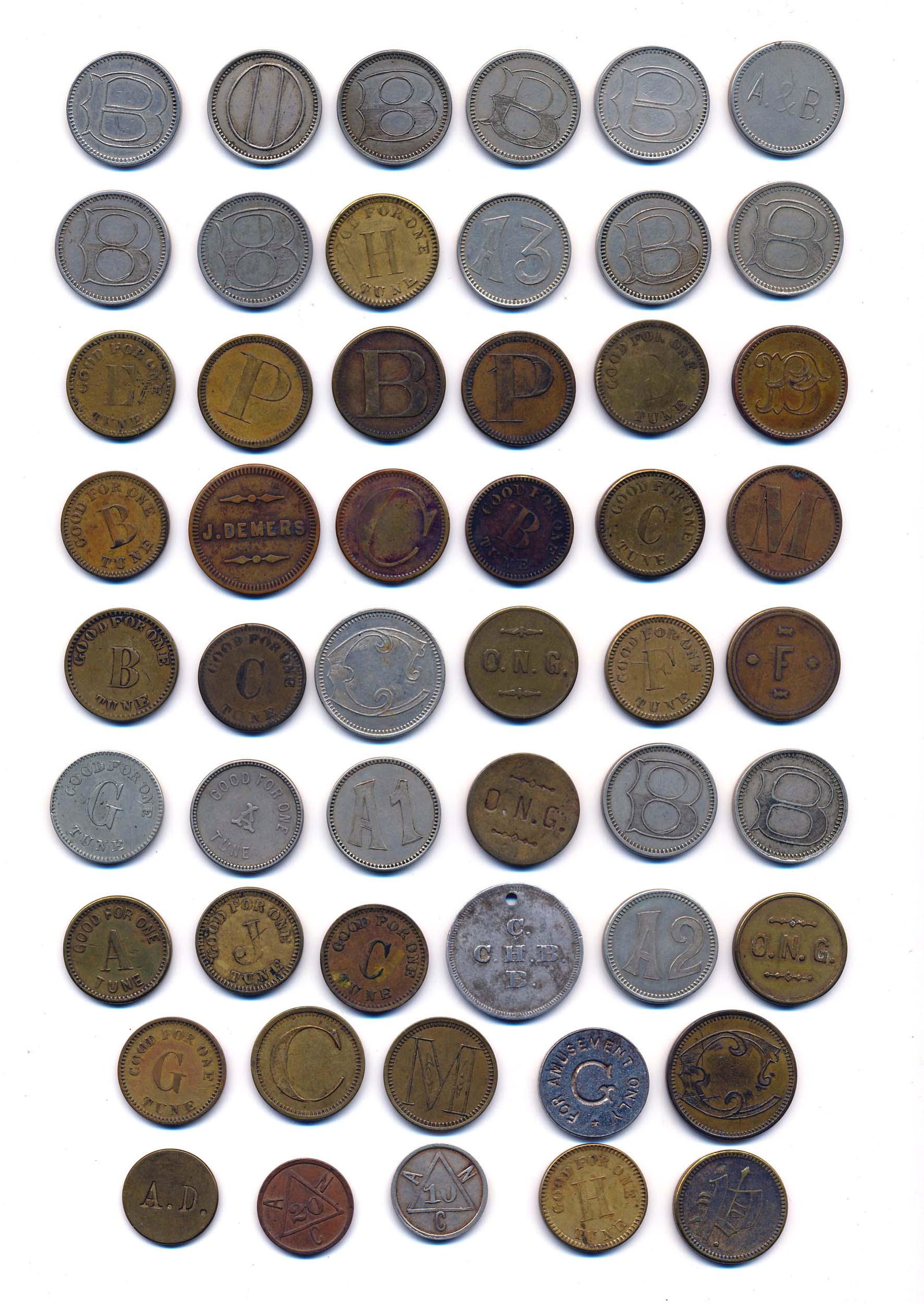 US MERCHANT TOKEN 1880-1960 A Lot of 52 Good For's w/ (1 of 2)