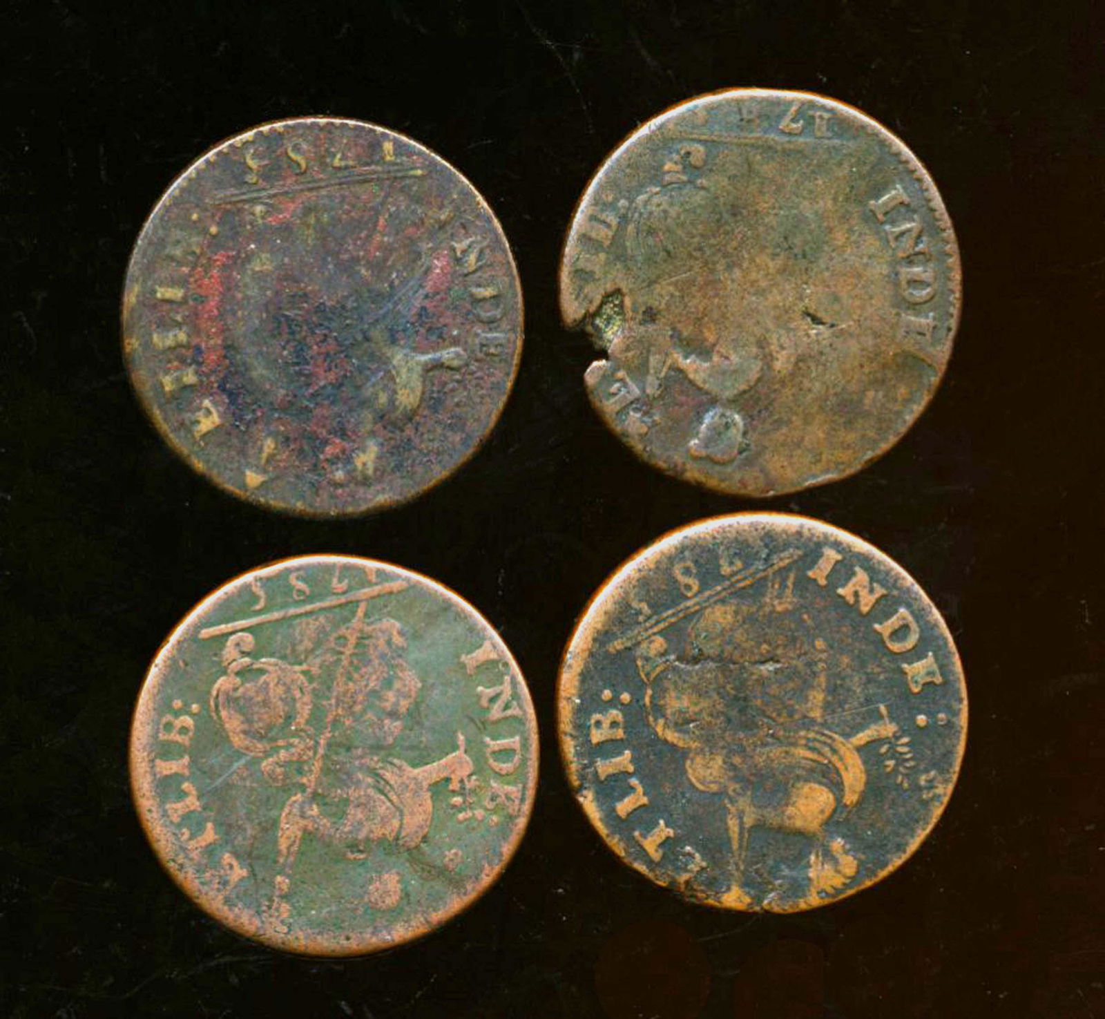 USA 1785- 1788 Connecticut Colonial Token A Lot of 4 (1 of 2)