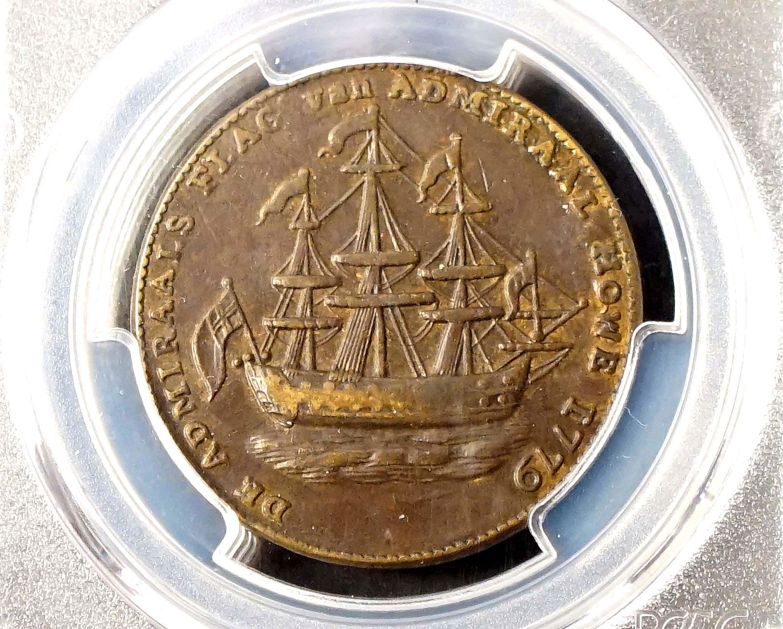 USA - 1779 Rhode Island Ship Token No Wreath, Brass. (1 of 3)