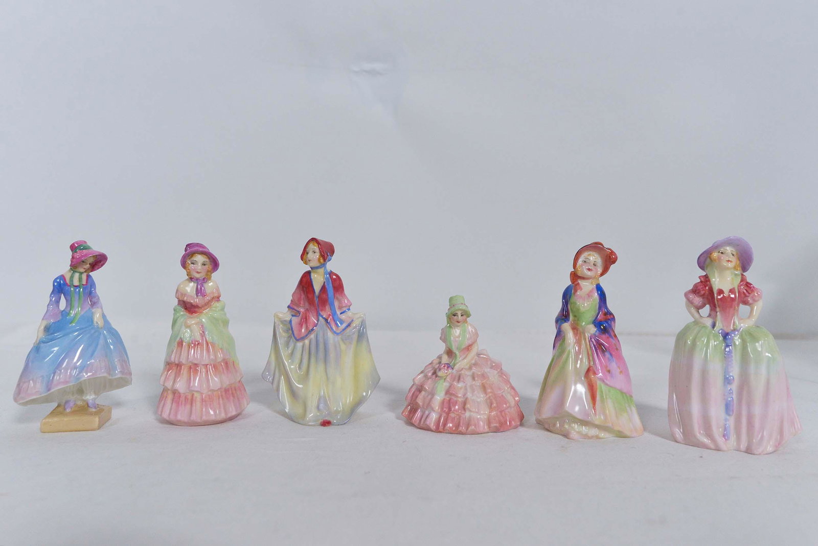 Royal Doulton - Collection of mini-figurines: Royal Doulton Collection of mini-figurines Description: Collection of 6 vintage Royal Doulton mini-figurines. Includes Paisley Shawl, Chloe, Patricia, Pantalette, Victorian Lady, Sweet Anne. Dimension