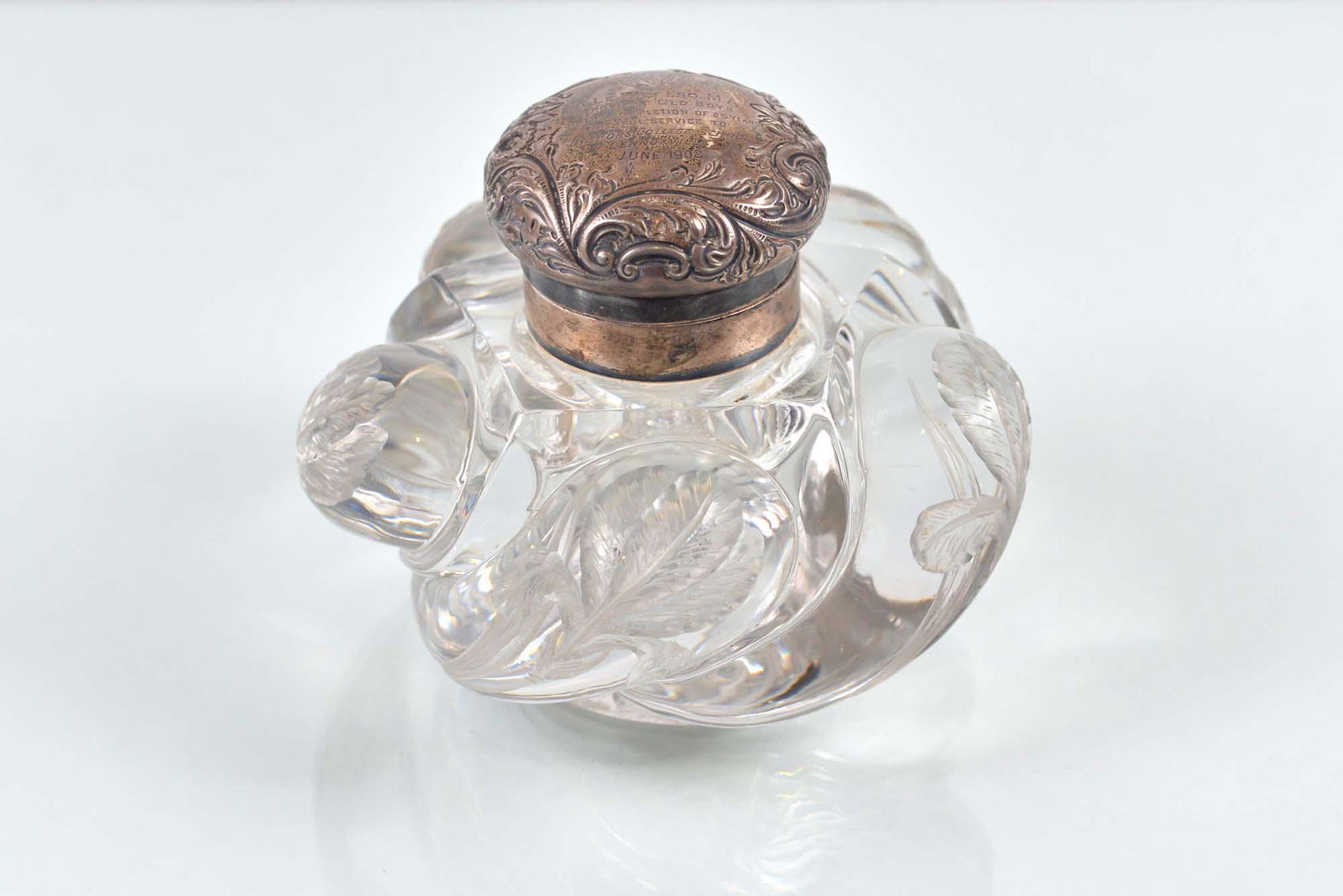 Antique inkwell in sterling and crystal - 1902 (1 of 5)