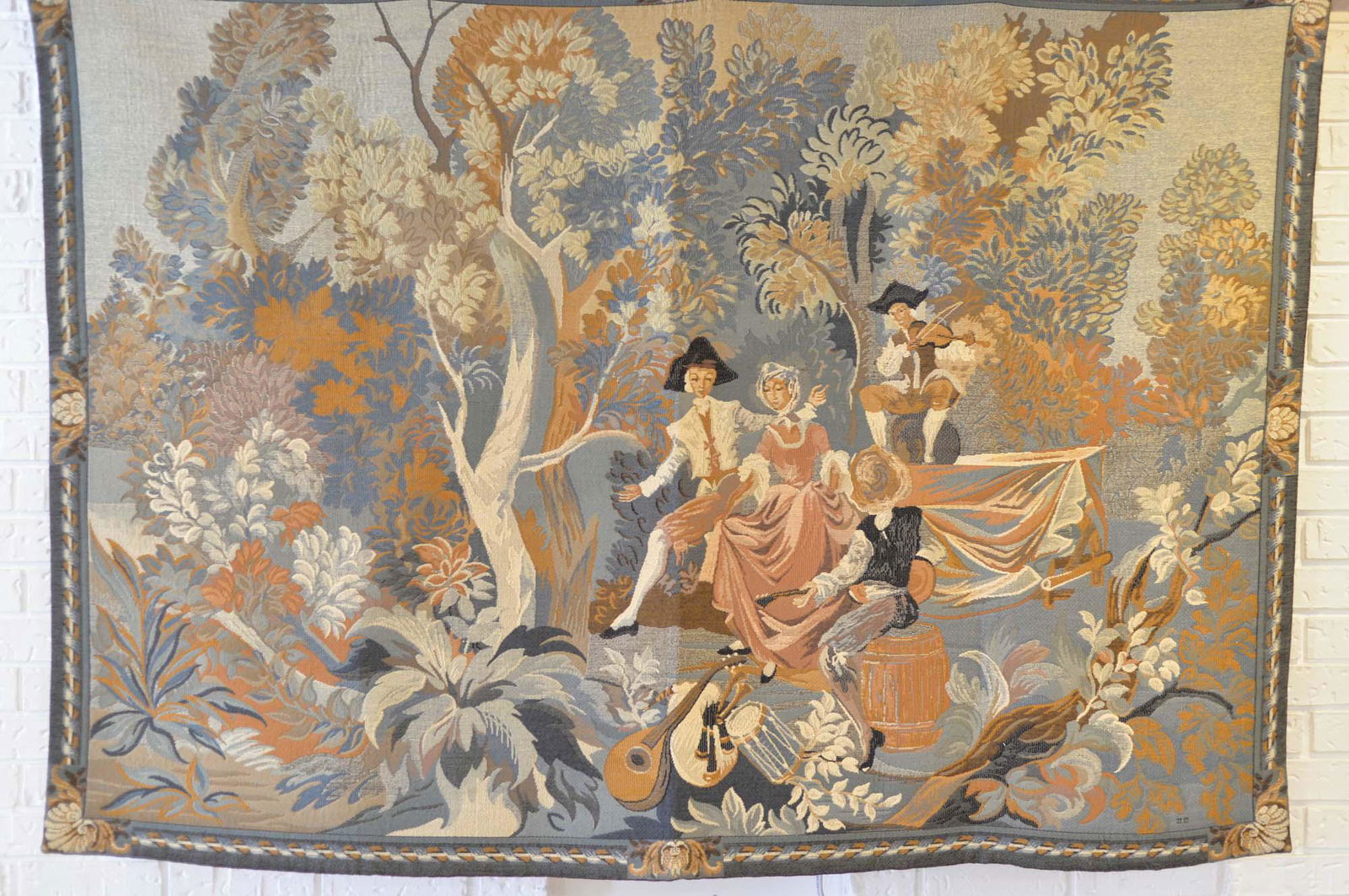 Old tapestry, gallant scene - c.1900 (1 of 2)