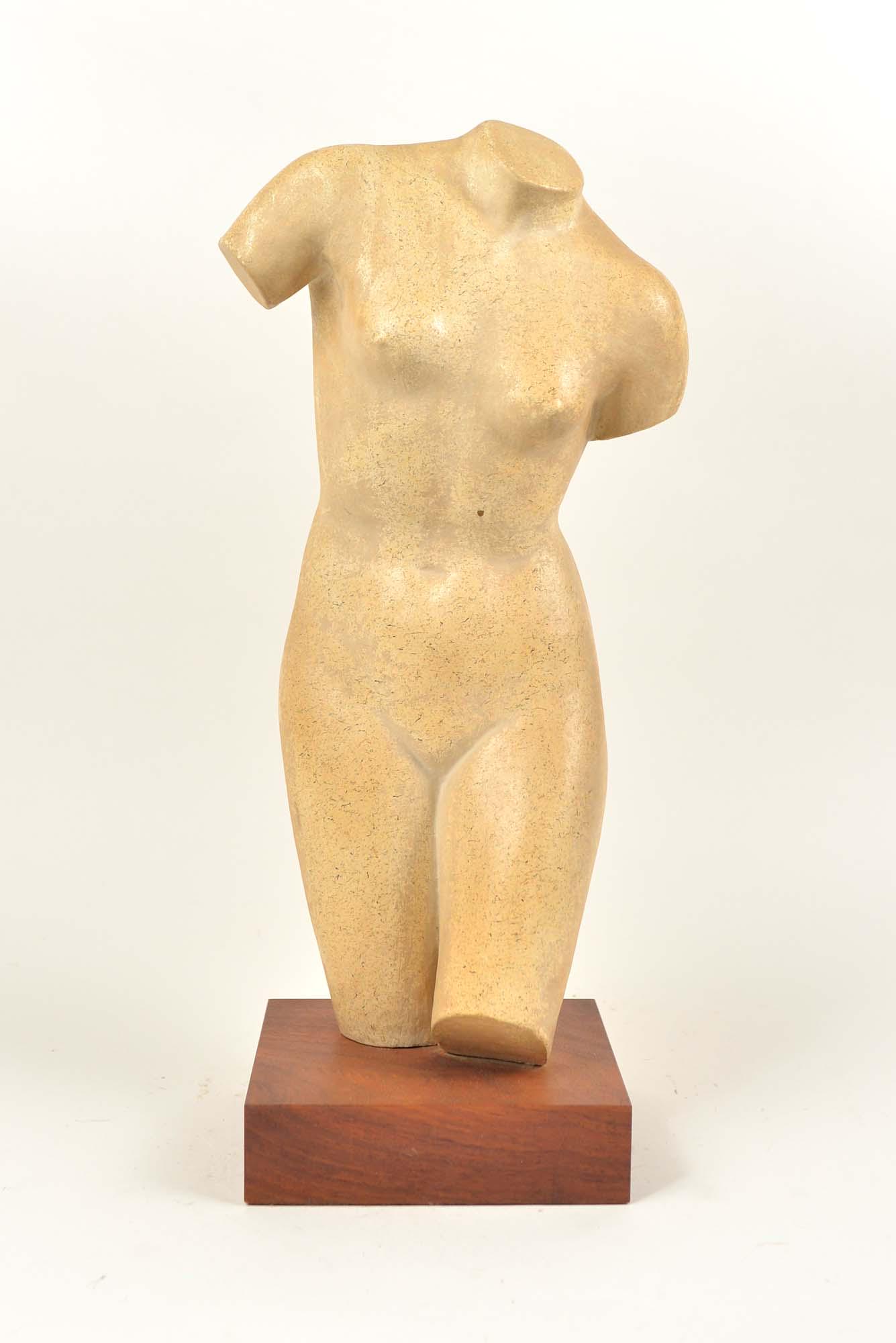 Choquette, Marcel (Attrib.) - Female nude: Choquette, Marcel (Attrib.) (1913-1971) Female nude Description: Patinated plaster sculpture on wooden base, unsigned Dimension (PO): 19 3/4" x 9" x 6" Dimension (CM): 50.16 x 22.86 x 15.24 cm <