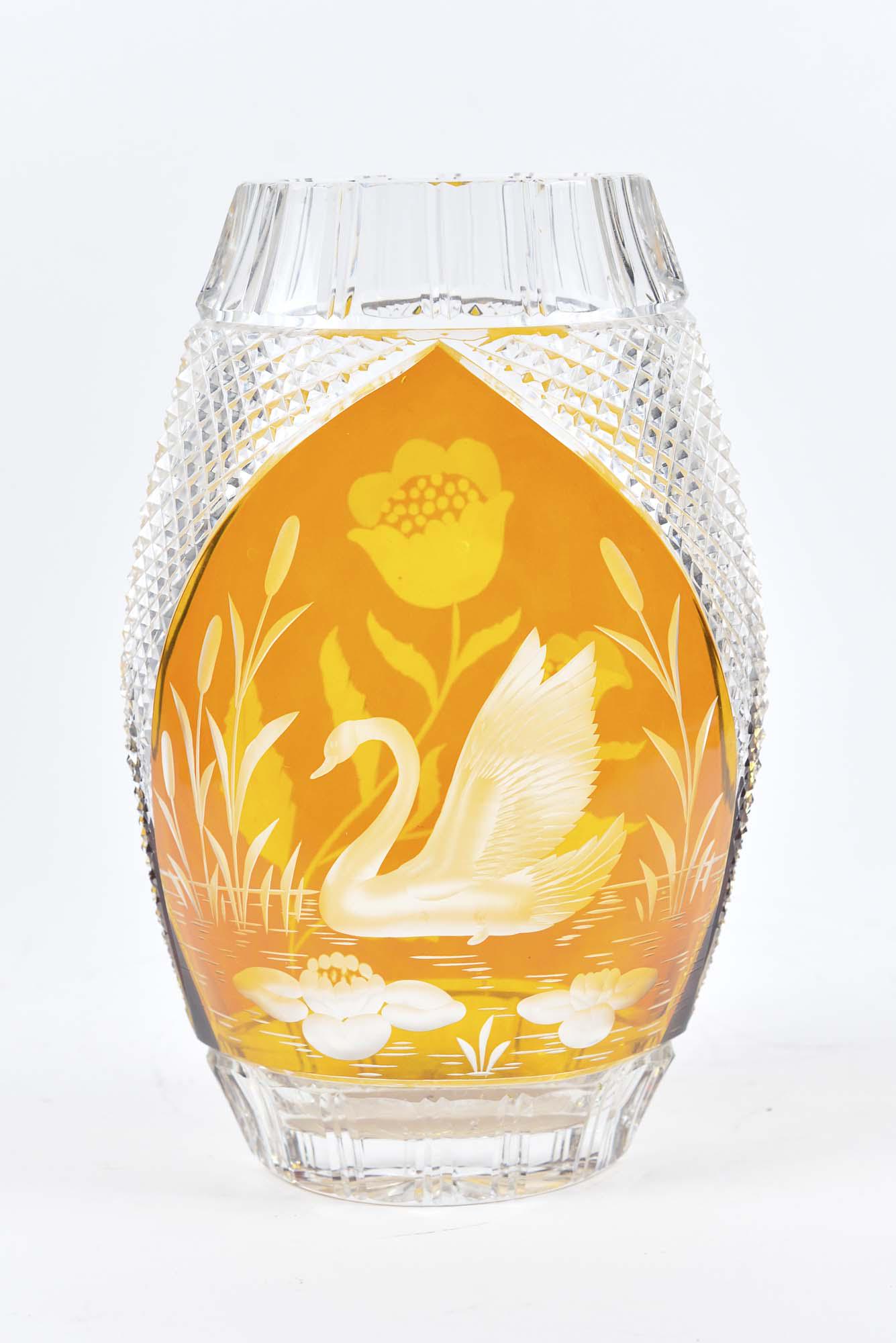 Bohemian clear cut crystal vase (1 of 6)