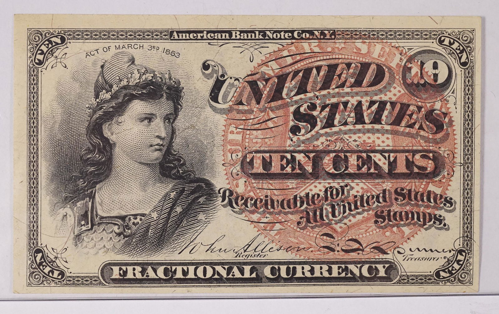 USA 1863 p115a 10 Cents Green Back Crisp Uncirculated (1 of 2)