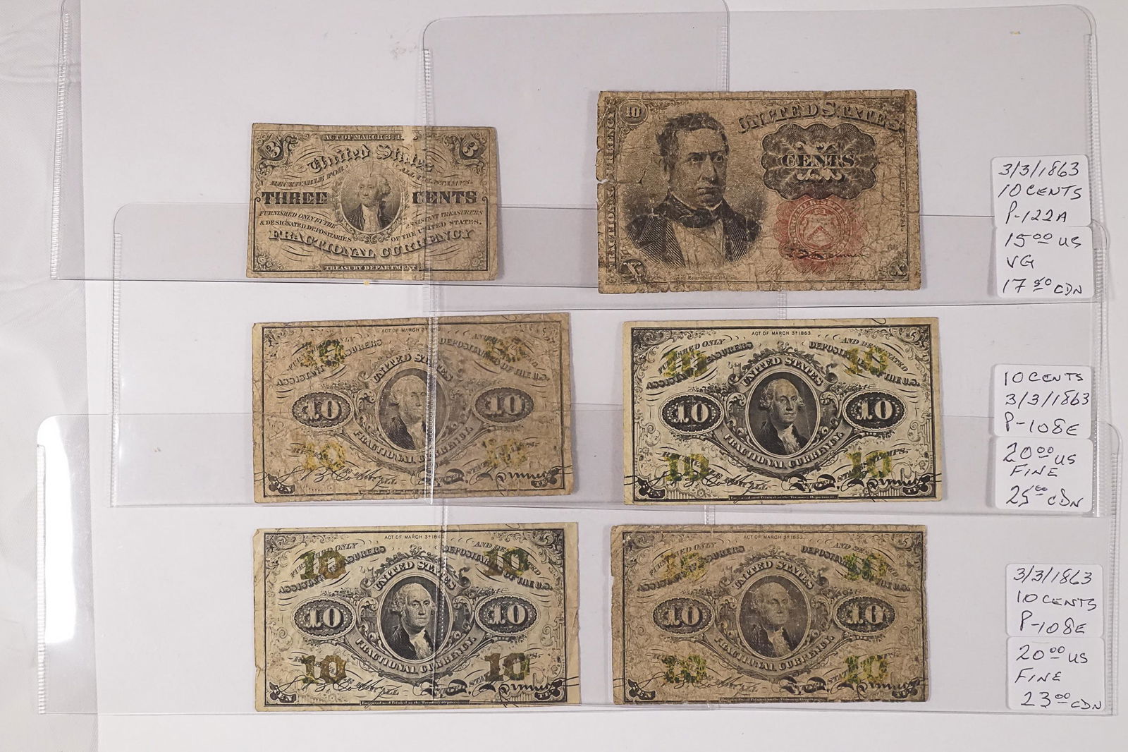USA 1862-1864 A Lot of 6 Fractional Notes  Very (1 of 13)