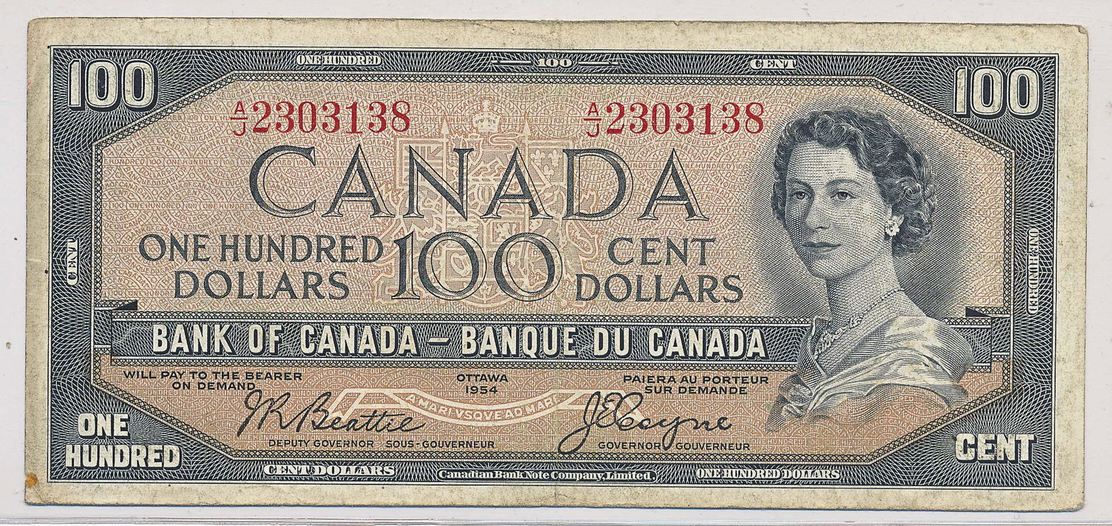 1954 Bank of Canada A Lot of 2 $100.00 BC-35b Devil's (1 of 2)