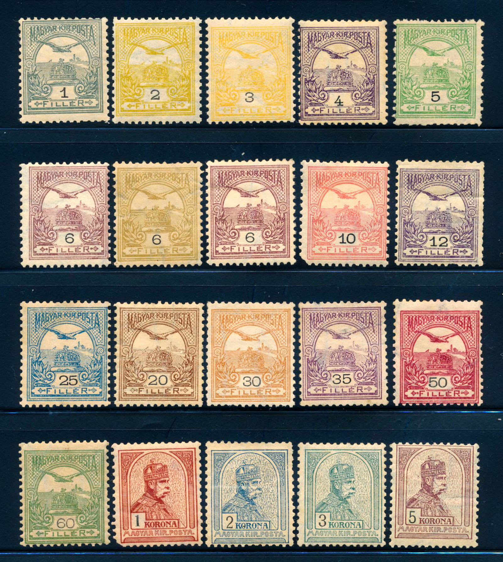 Hungary 1900-04 complete set #47/66, stamps F *. (1 of 2)