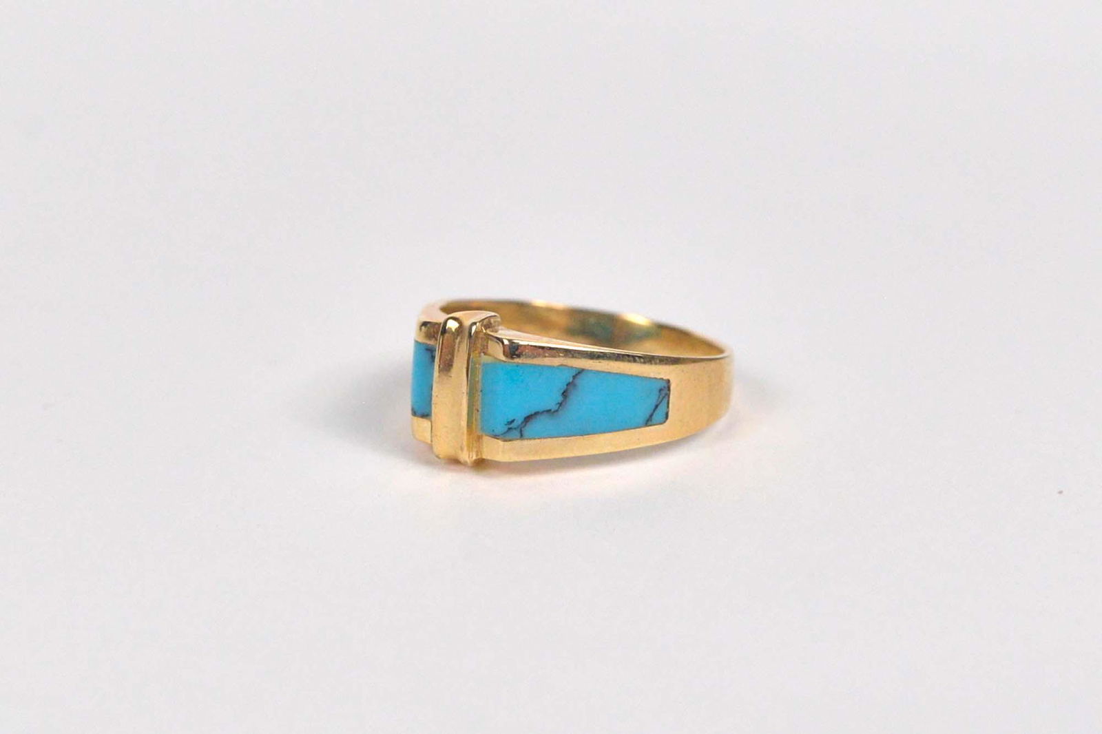 14K yellow gold set with 2 turquoises (1 of 4)
