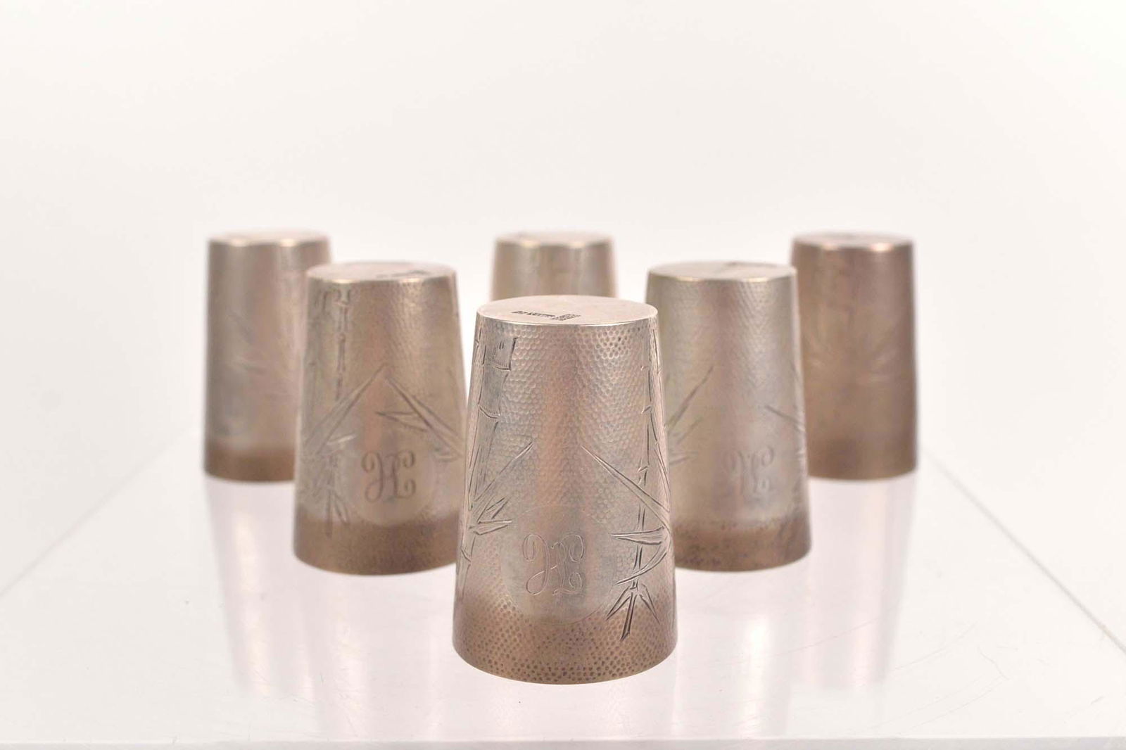 Set of 6 antique asian silver tea glasses (1 of 6)