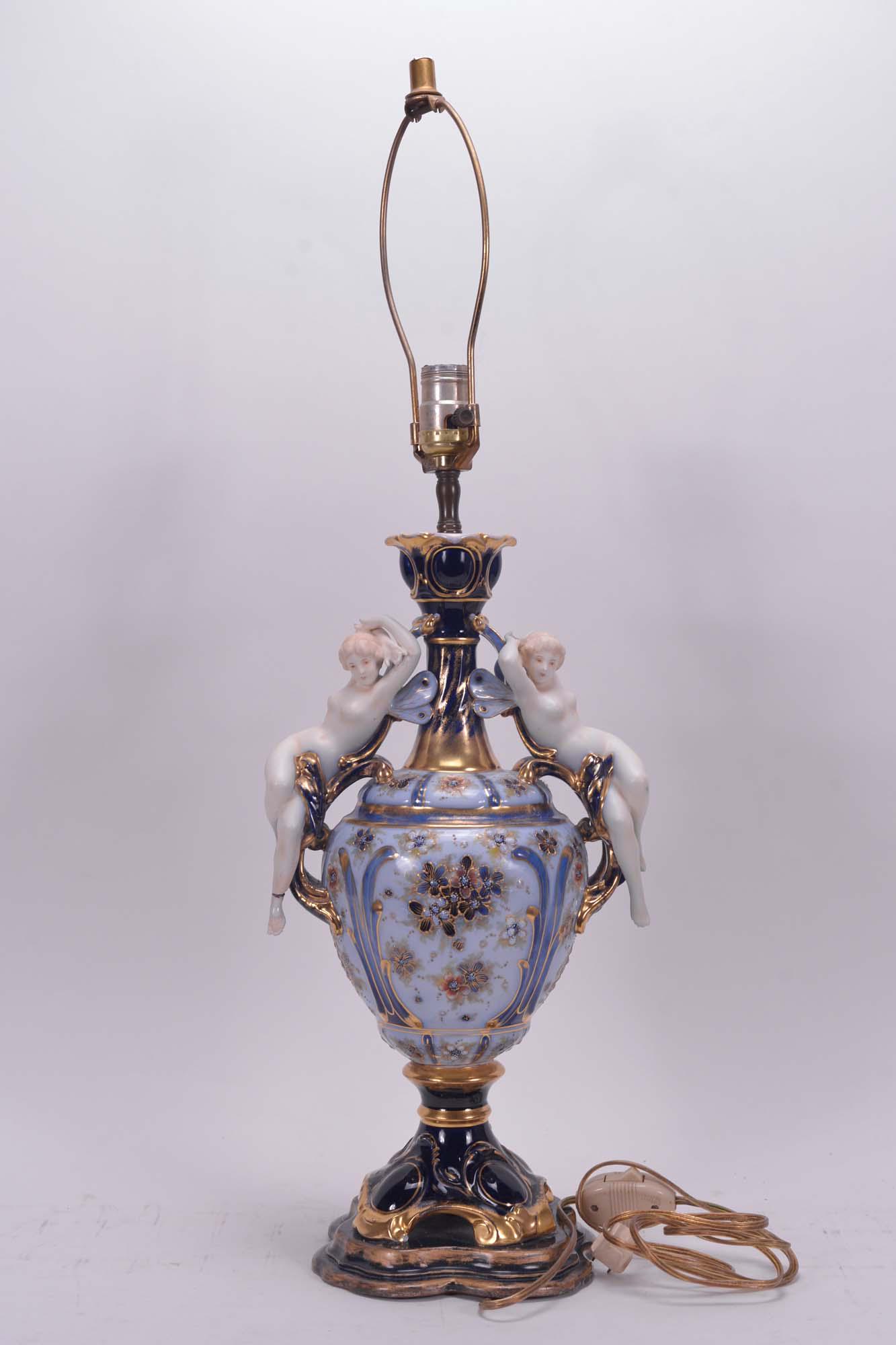 Art Nouveau porcelain lamp, nudes - c.1930 (1 of 5)